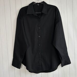 Express women size L Boyfriend Portofino shirt black long sleeve poplin buttoned